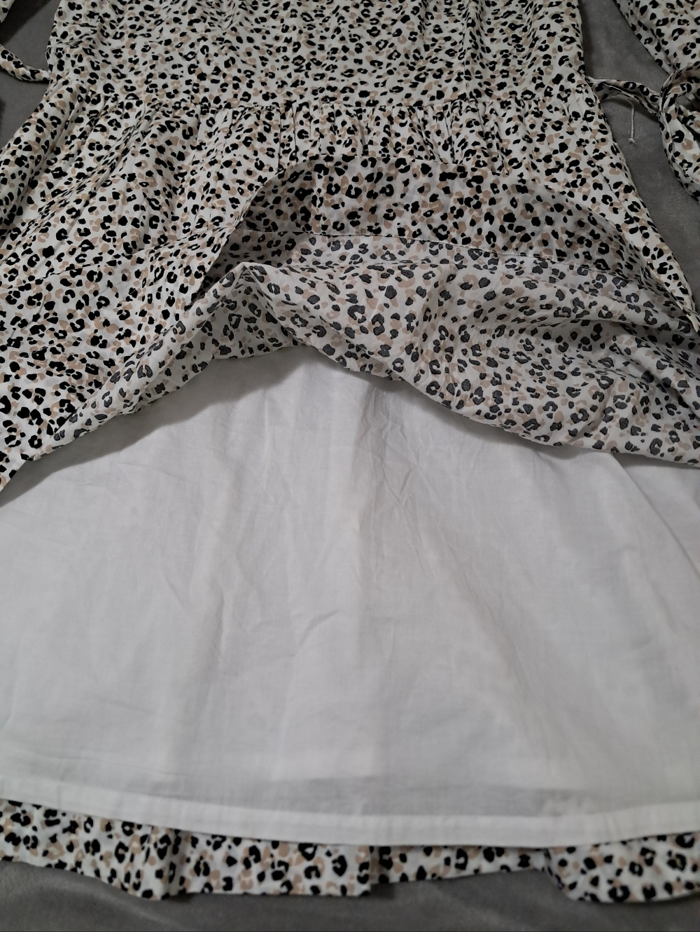 J. Crew Cotton Lightweight Cream Leopard-Print Long Sleeve Dress Pockets Sz. XL - Picture 3 of 10
